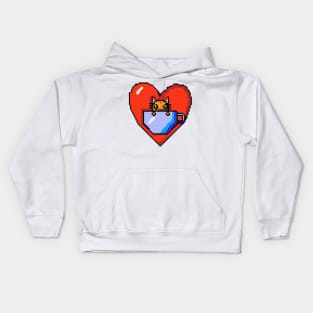 Cat In a mug in a heart Kids Hoodie